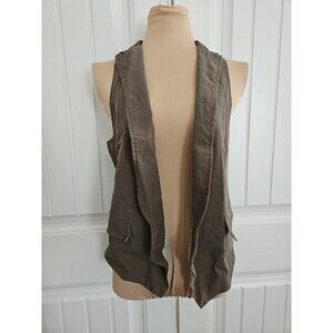 Zara Basic Brown Open Front Vest Size L Lined Academia Preppy Classic